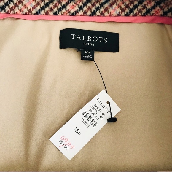 New! Talbots Petite Highland Wool Houndstooth Plaid A Line Skirt 16P - Picture 7 of 8